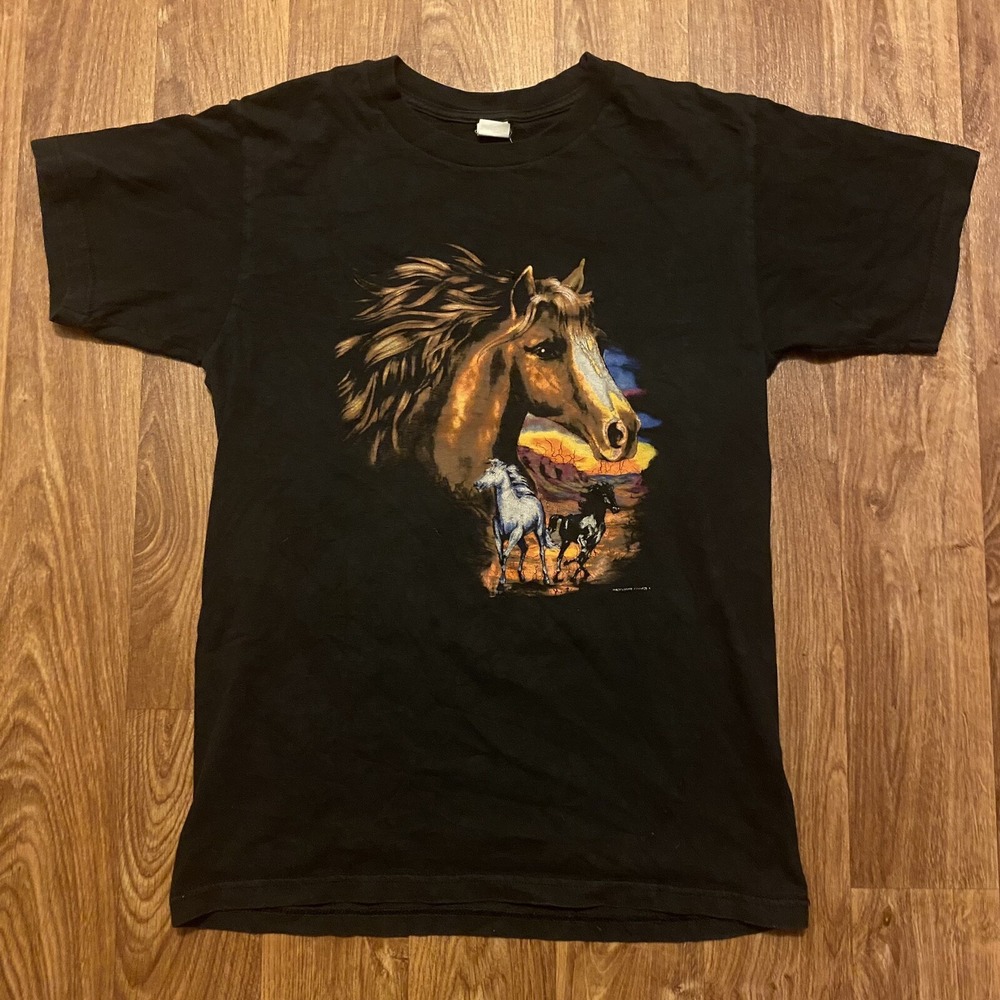 Vintage Dingo Horse Shirt Adult Medium‎ Black Western Cowboy